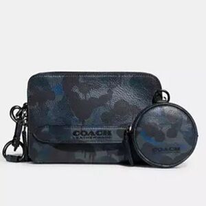 Coach Charter Crossbody Bag with Hybrid Pouch, camo print, blue/midnight navy